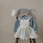 Infant Single-breasted Long Sleeve Small Plaid Romper Sling Small Overskirt - Image 9