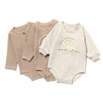 Spring And Autumn Romper R Baby Long Sleeve Waffle - Image 5