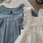 Infant Single-breasted Long Sleeve Small Plaid Romper Sling Small Overskirt - Image 4